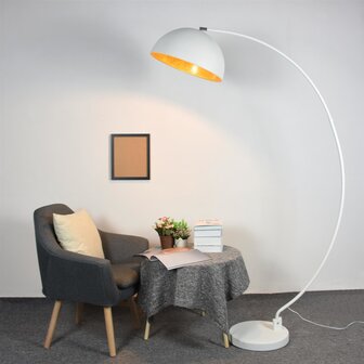 Maak plaats Dekbed Clancy Avignon Industrieel Design Booglamp Vloerlamp Goud Wit - Lamp #1