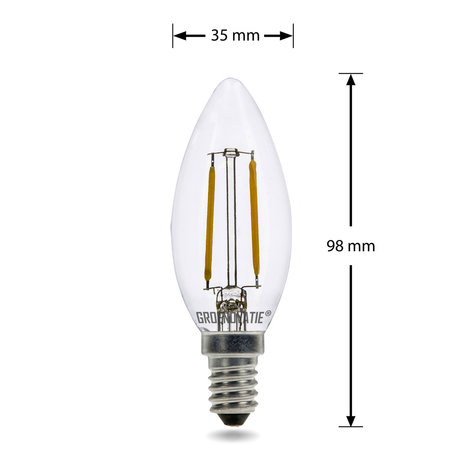 Dollar Nu Analist E14 LED Filament Kaarslamp 2W Warm Wit Dimbaar 6-Pack - Lamp #1