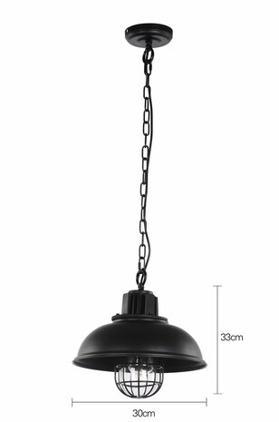 Vertrouwen op Sicilië droefheid Brooklyn Vintage Industriele Hanglamp Kooi Met Ketting, Zwart - Lamp #1
