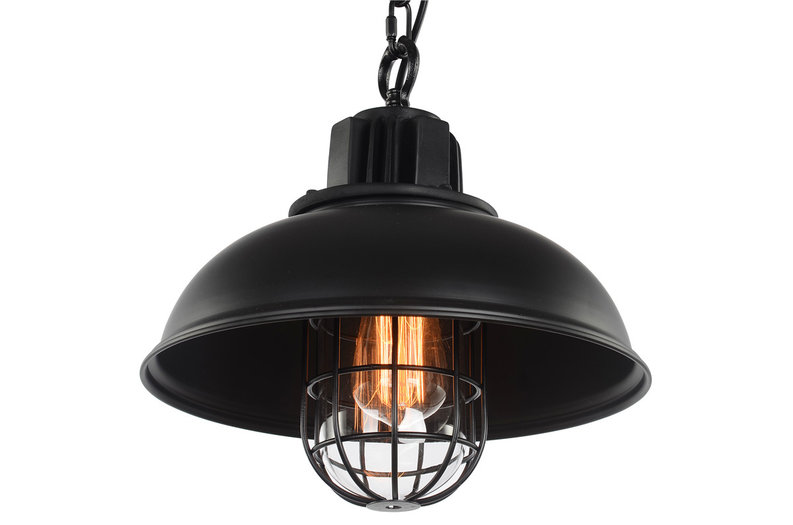 Brooklyn Vintage Industriele Hanglamp Kooi Met Ketting, Zwart Lamp 1